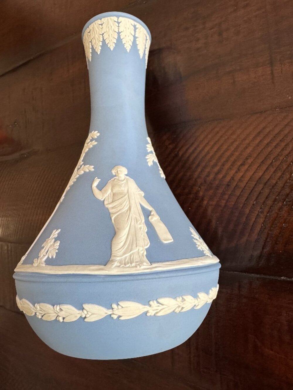 Pristine Rare Vintage 1972 Wedgwood Blue Jasperware Candida Fluted 7.5” Bud Vase